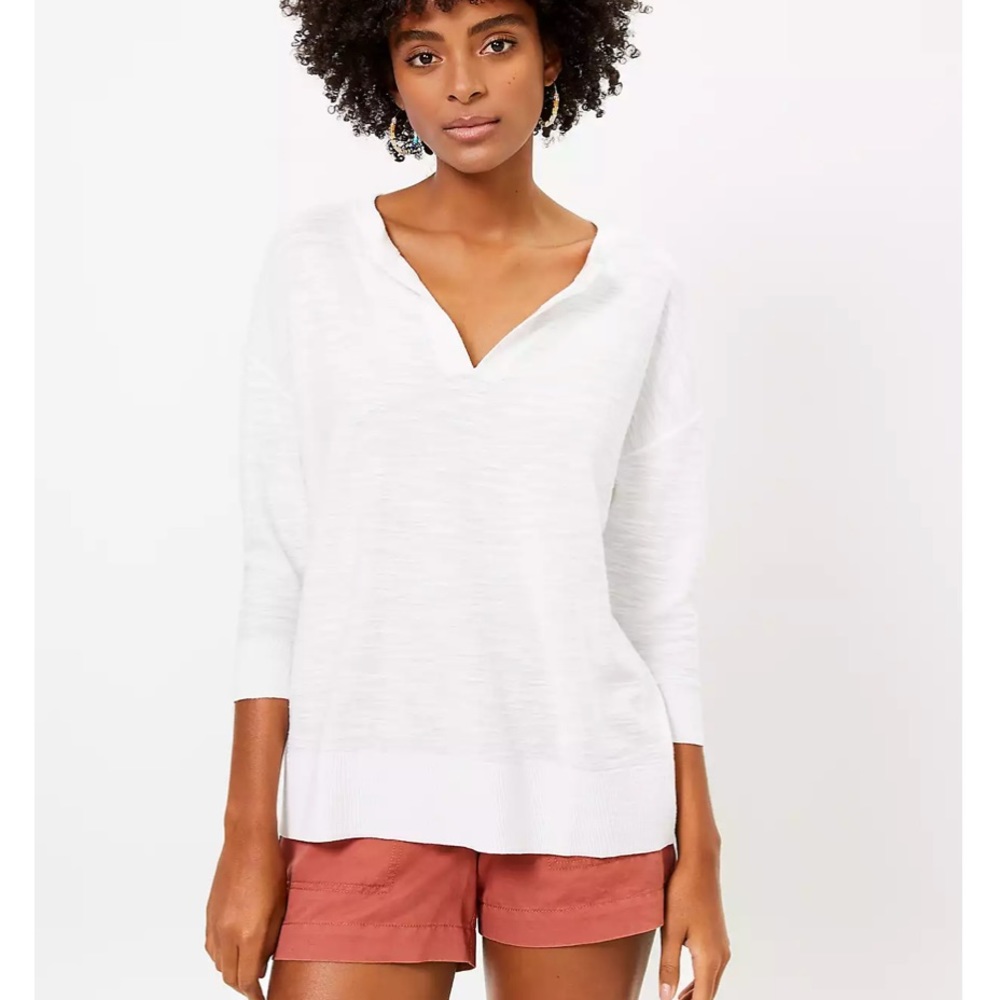 LOFT SPLIT NECK TUNIC SWEATER, XS, NWT